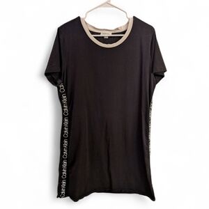 Calvin Klein Black Tshirt Dress Logo Graphic Sides
